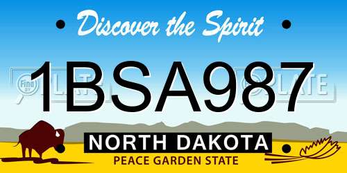 1BSA987 North Dakota License Plate
