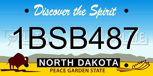 1BSB487 North Dakota License Plate