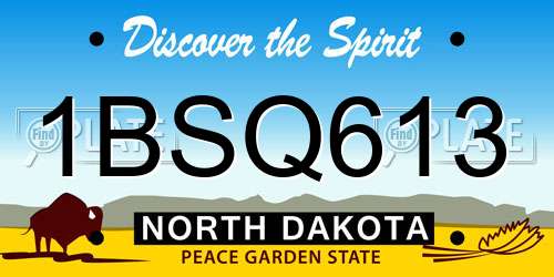 1BSQ613 North Dakota License Plate