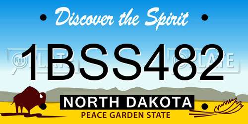 1BSS482 North Dakota License Plate
