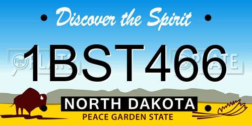 1BST466 North Dakota License Plate