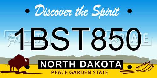 1BST850 North Dakota License Plate