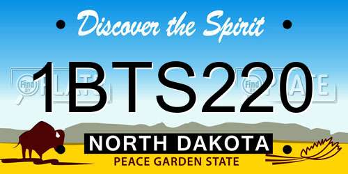 1BTS220 North Dakota License Plate