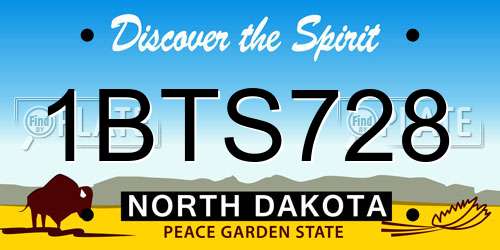 1BTS728 North Dakota License Plate