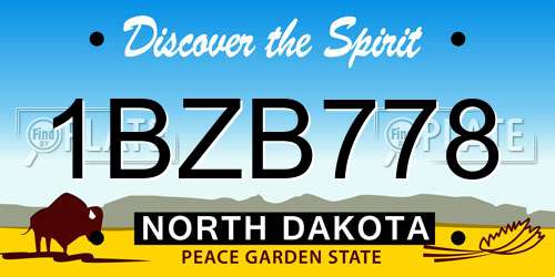 1BZB778 North Dakota License Plate