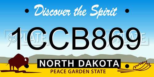 1CCB869 North Dakota License Plate