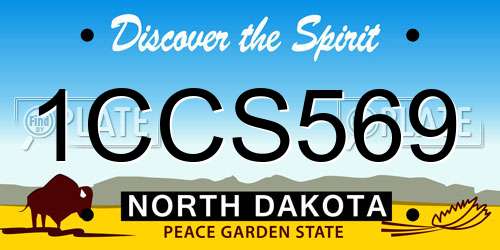 1CCS569 North Dakota License Plate