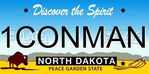 1CONMAN North Dakota License Plate