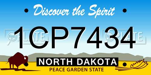 1CP7434 North Dakota License Plate
