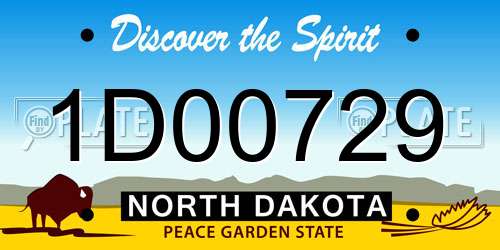 1D00729 North Dakota License Plate