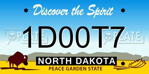 1D00T7 North Dakota License Plate