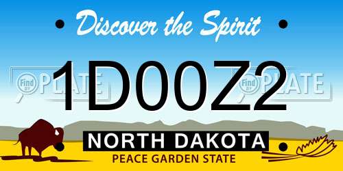 1D00Z2 North Dakota License Plate