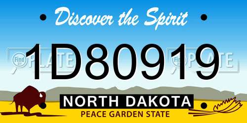 1D80919 North Dakota License Plate