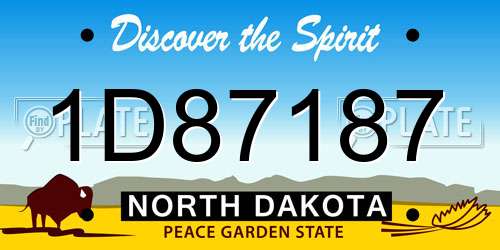 1D87187 North Dakota License Plate