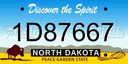 1D87667 North Dakota License Plate