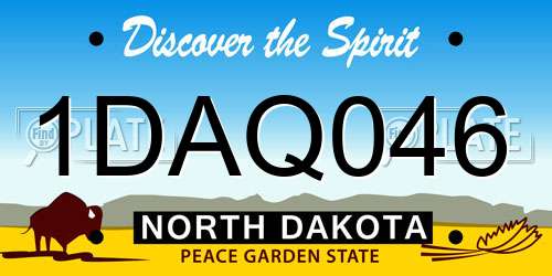 1DAQ046 North Dakota License Plate