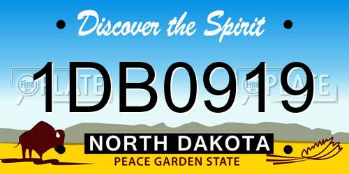 1DB0919 North Dakota License Plate