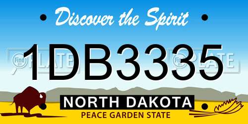 1DB3335 North Dakota License Plate