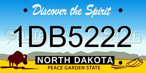 1DB5222 North Dakota License Plate