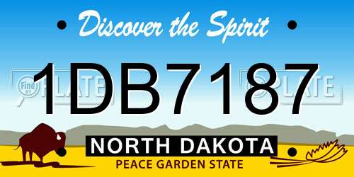 1DB7187 North Dakota License Plate