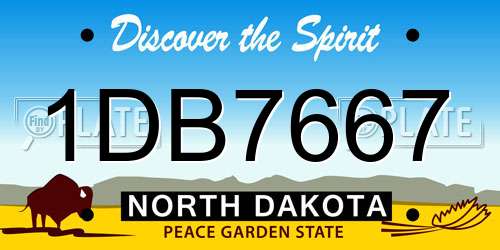 1DB7667 North Dakota License Plate