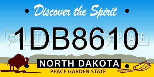 1DB8610 North Dakota License Plate