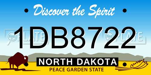 1DB8722 North Dakota License Plate