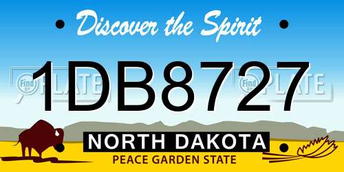 1DB8727 North Dakota License Plate