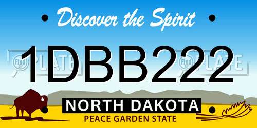 1DBB222 North Dakota License Plate