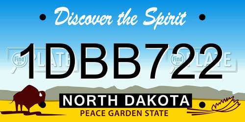 1DBB722 North Dakota License Plate