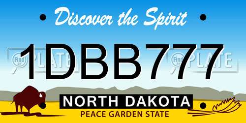 1DBB777 North Dakota License Plate