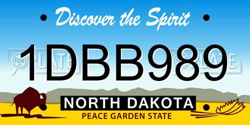 1DBB989 North Dakota License Plate