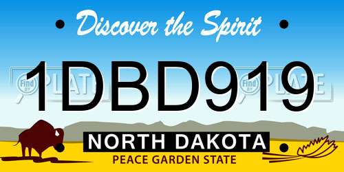 1DBD919 North Dakota License Plate