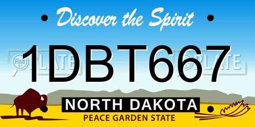 1DBT667 North Dakota License Plate