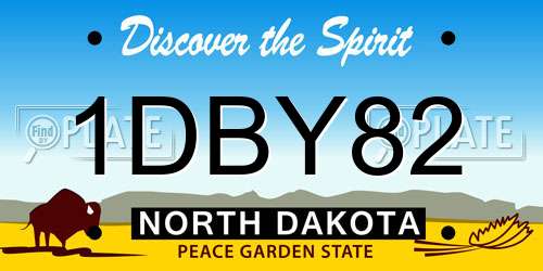 1DBY82 North Dakota License Plate