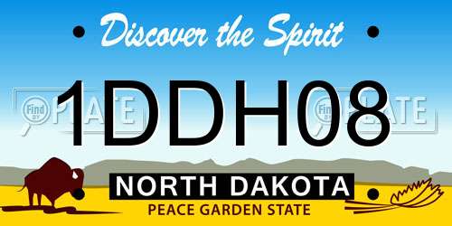 1DDH08 North Dakota License Plate