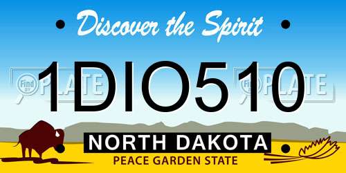 1DIO510 North Dakota License Plate