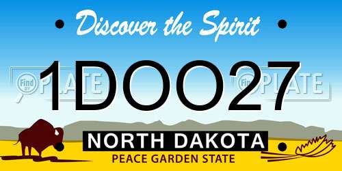 1DOO27 North Dakota License Plate
