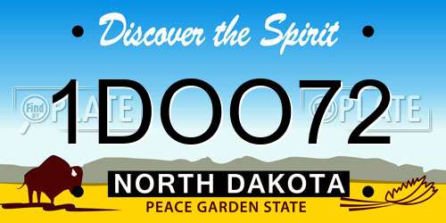 1DOO72 North Dakota License Plate
