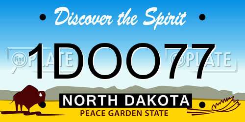 1DOO77 North Dakota License Plate
