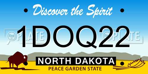 1DOQ22 North Dakota License Plate