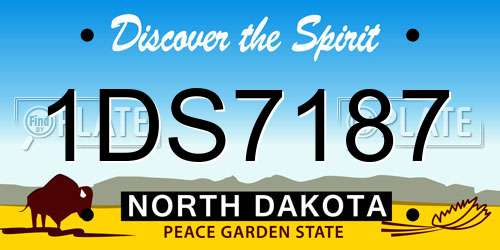 1DS7187 North Dakota License Plate