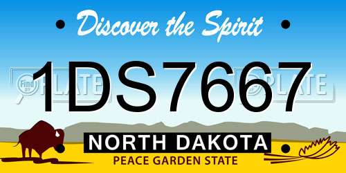 1DS7667 North Dakota License Plate