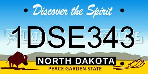 1DSE343 North Dakota License Plate