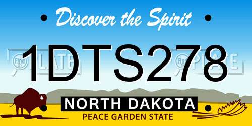 1DTS278 North Dakota License Plate
