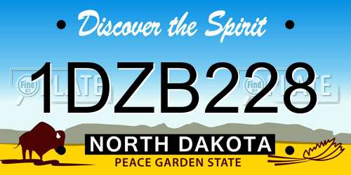 1DZB228 North Dakota License Plate