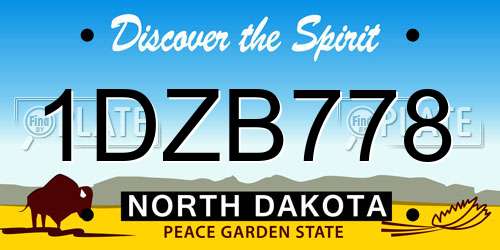 1DZB778 North Dakota License Plate