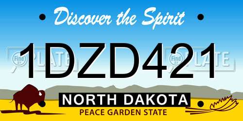 1DZD421 North Dakota License Plate