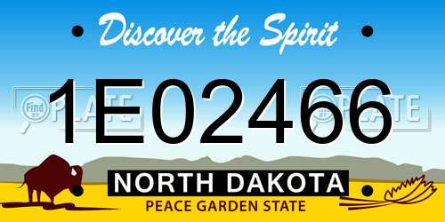 1E02466 North Dakota License Plate