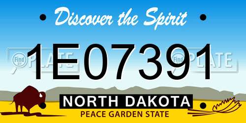 1E07391 North Dakota License Plate